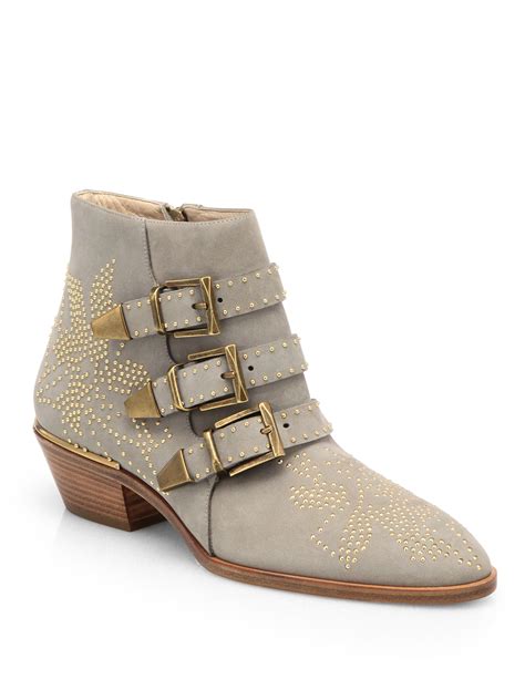 chloe susanna ankle boot grijs|chloe susanna studded boots.